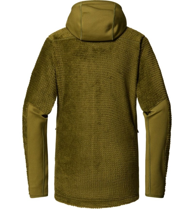 Women's Haglöfs Vassi Mid Hood Fleece Jackets Olive Green Canada | QW26-847