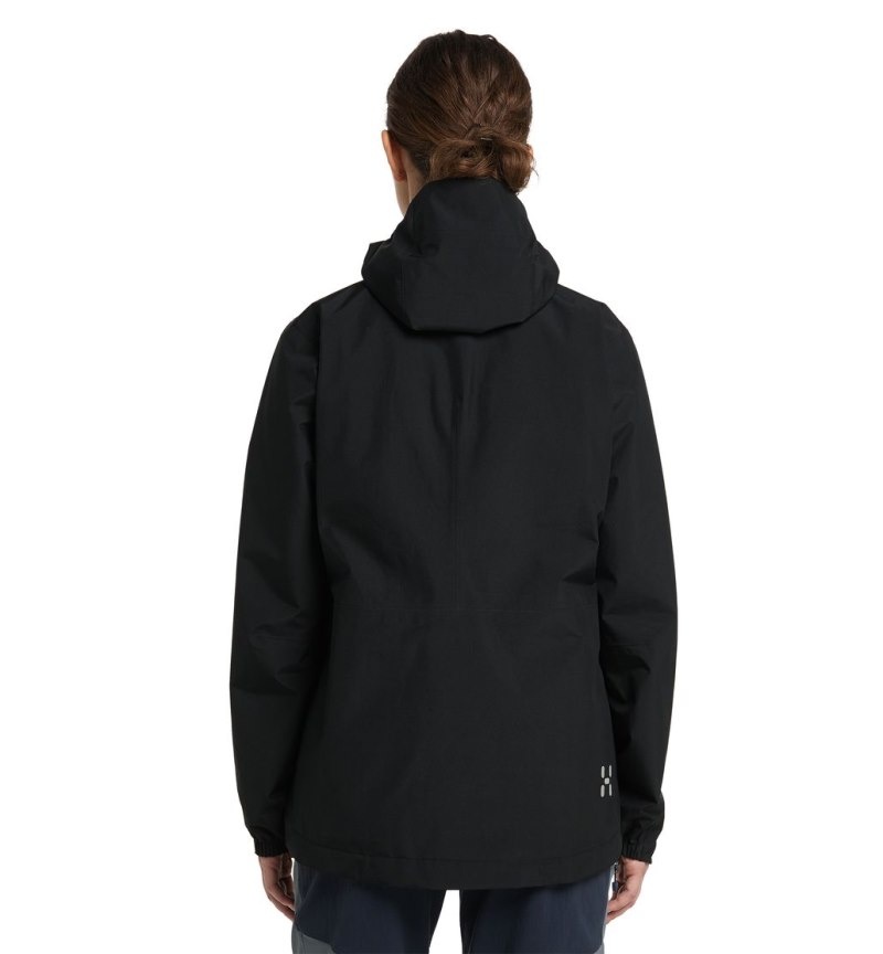 Women's Haglöfs Wilda GTX Jacket Windbreaker Black Canada | UJ82-859