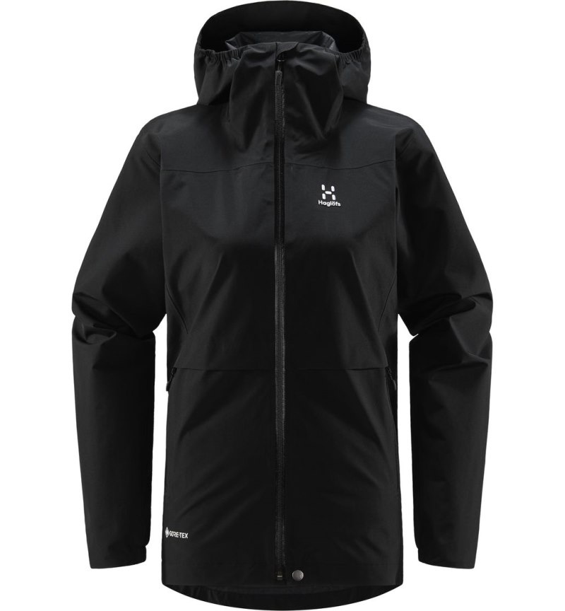 Women's Haglöfs Wilda GTX Jacket Windbreaker Black Canada | UJ82-859