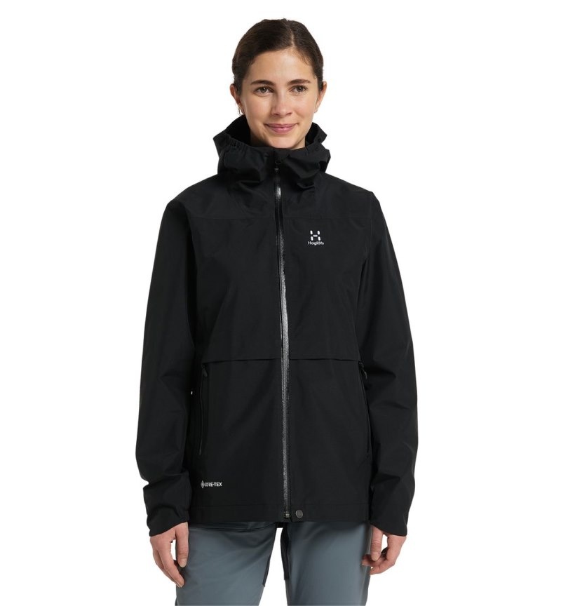 Women\'s Haglöfs Wilda GTX Jacket Windbreaker Black Canada | UJ82-859