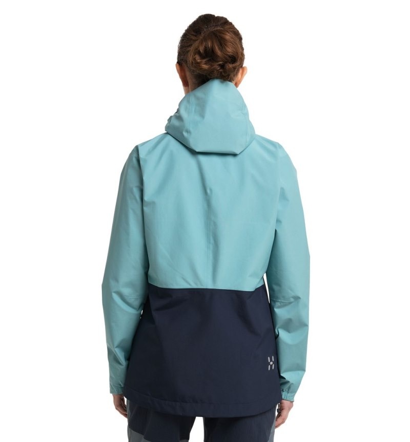 Women's Haglöfs Wilda GTX Jacket Windbreaker Green Blue / Blue Canada | VW27-206