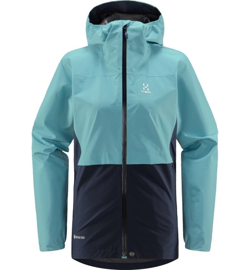 Women's Haglöfs Wilda GTX Jacket Windbreaker Green Blue / Blue Canada | VW27-206