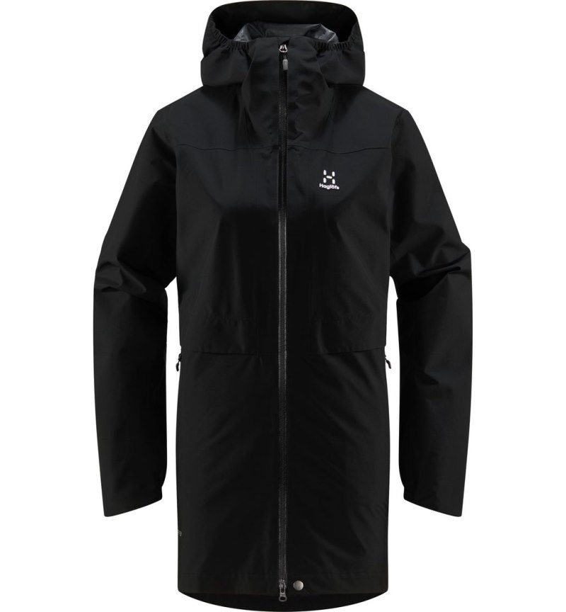 Women's Haglöfs Wilda GTX Parka Waterproof Jackets & Raincoats Black Canada | QU81-860