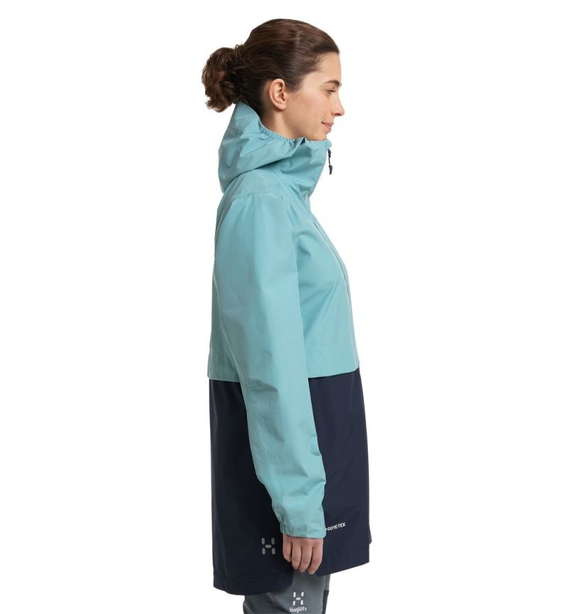 Women's Haglöfs Wilda GTX Parka Waterproof Jackets & Raincoats Green Blue / Blue Canada | MZ88-409