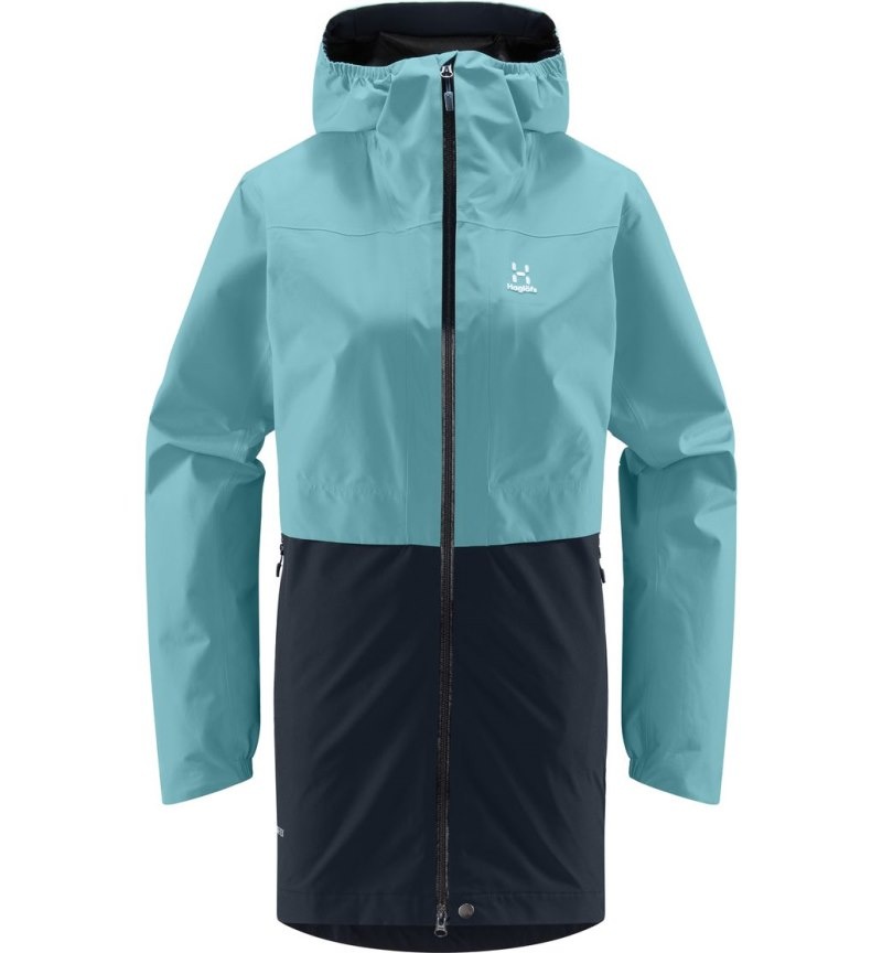 Women's Haglöfs Wilda GTX Parka Waterproof Jackets & Raincoats Green Blue / Blue Canada | MZ88-409