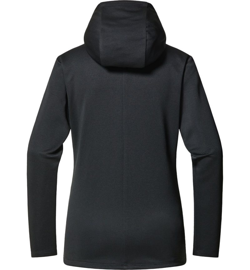 Women's Haglöfs Willow Mid Hood Fleece Jackets Black Canada | DA13-331