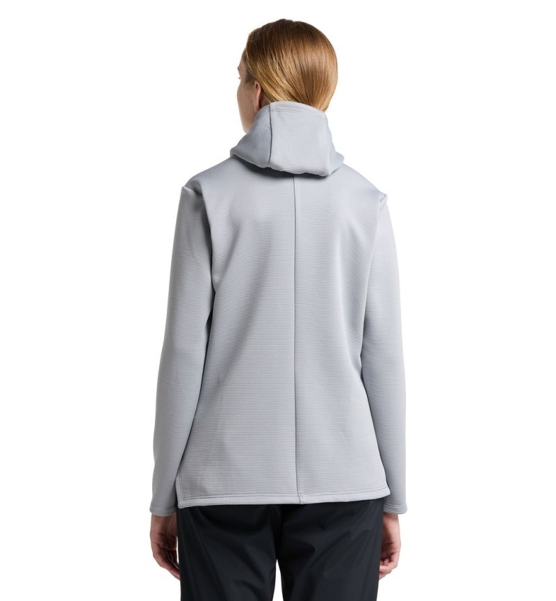 Women's Haglöfs Willow Mid Hood Fleece Jackets Concrete Canada | IU41-011