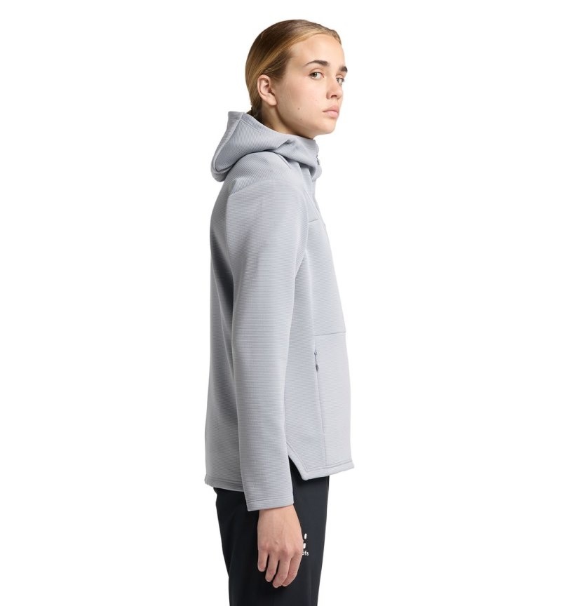 Women's Haglöfs Willow Mid Hood Fleece Jackets Concrete Canada | IU41-011