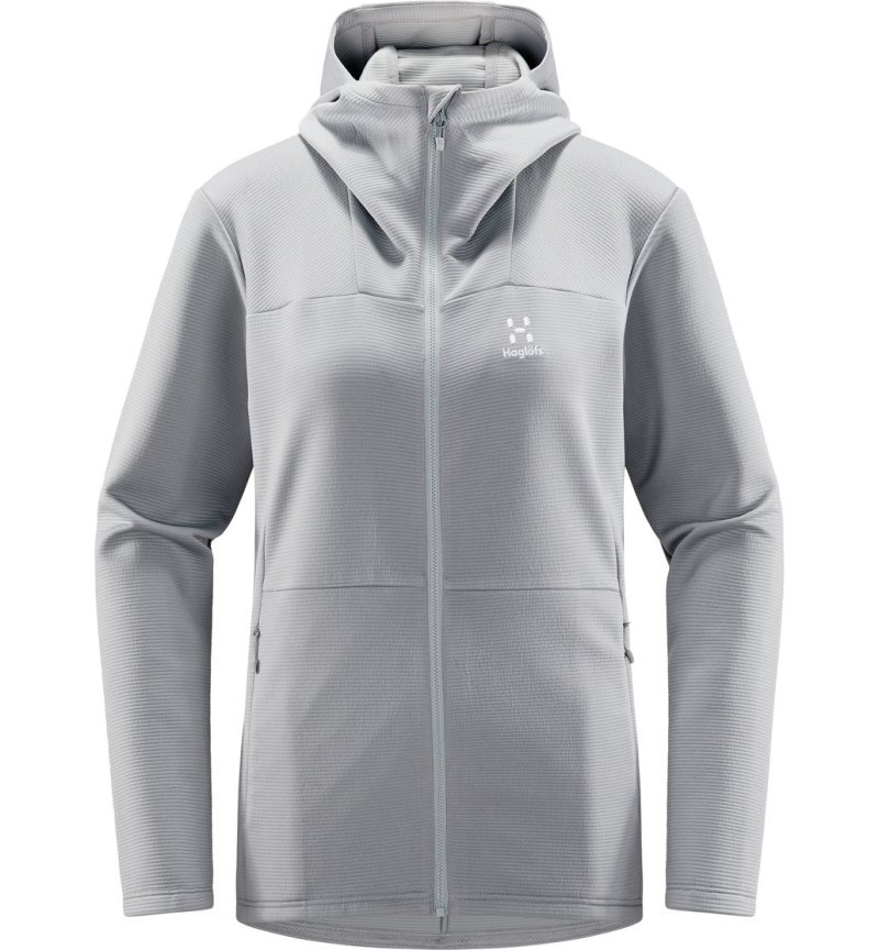 Women's Haglöfs Willow Mid Hood Fleece Jackets Concrete Canada | IU41-011