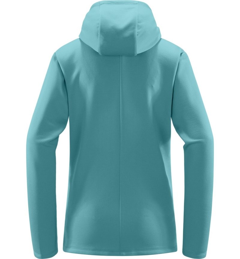 Women's Haglöfs Willow Mid Hood Fleece Jackets Green Blue Canada | KH12-417