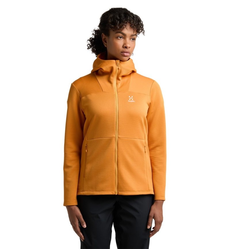 Women's Haglöfs Willow Mid Hood Fleece Jackets Yellow Canada | HJ91-471