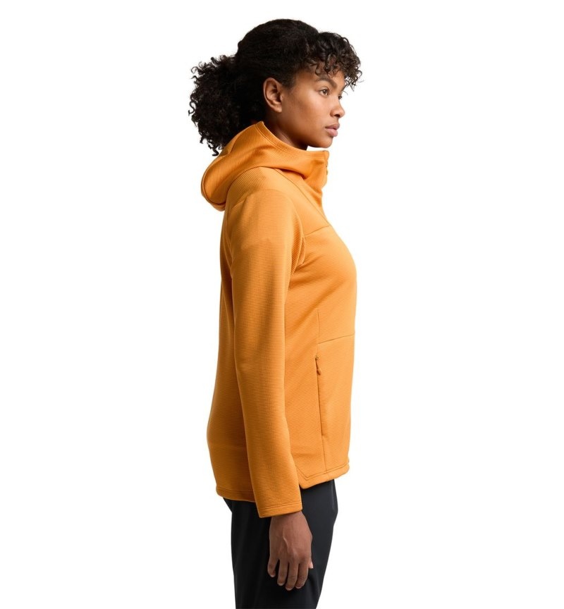 Women's Haglöfs Willow Mid Hood Fleece Jackets Yellow Canada | HJ91-471