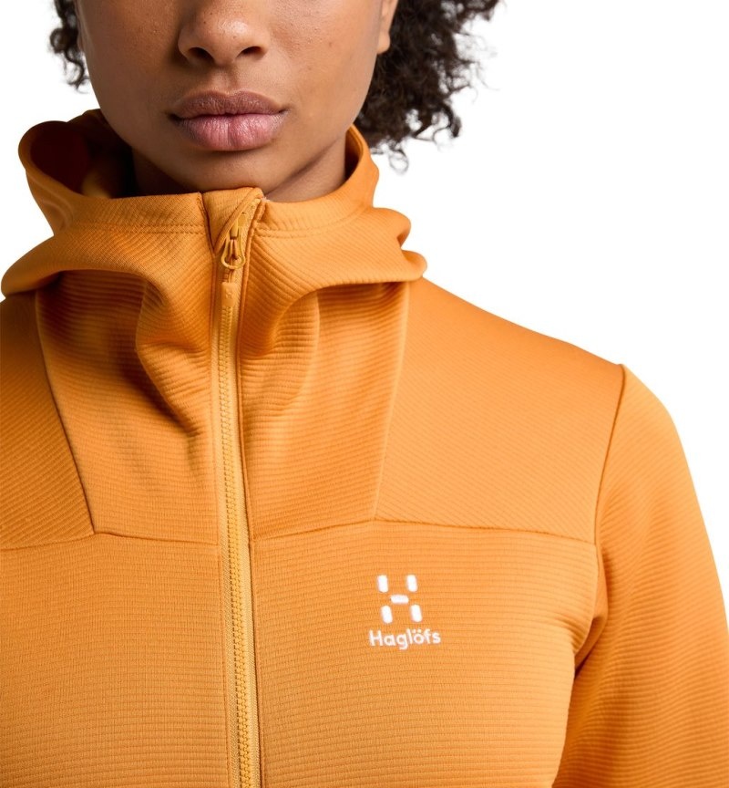 Women's Haglöfs Willow Mid Hood Fleece Jackets Yellow Canada | HJ91-471